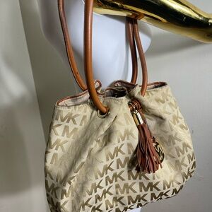 Michael Kors Tan and Brown Shoulder Bag